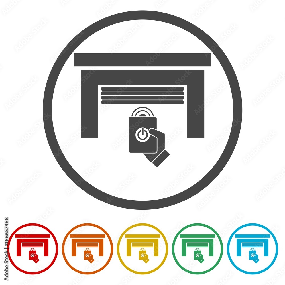 Obraz premium Automatic garage door icons set