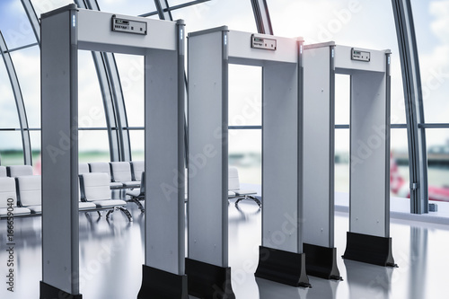 Tableau sur toile security gates or metal detectors in airport