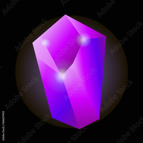 Shiny purple natural crystal with luminescent properties illustration