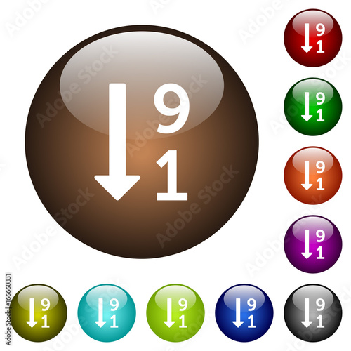 Descending numbered list color glass buttons