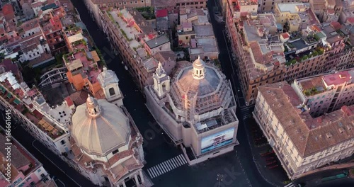 Piazza del Popolo in Rome aerial view