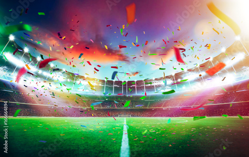 Fotografie Empty night grand stadium with sport light , evening or night scene