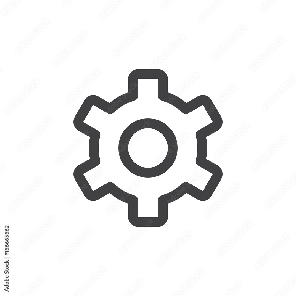 Settings line simple icon, outline vector sign, linear style pictogram isolated on white. Cogwheel, gear symbol, logo illustration. Editable stroke. Pixel perfect vector graphics Settings line simple icon, outline vector sign, linear style pictogram isolated on white. Cogwheel, gear symbol, logo illustration. Editable stroke. Pixel perfect vector graphics
