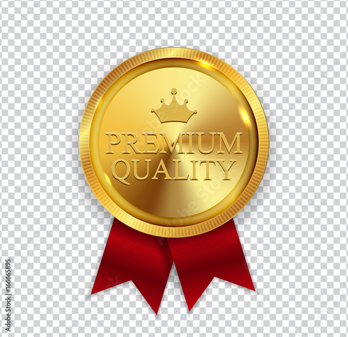 Premium Quality Golden Medal Icon Seal  Sign Isolated on White B