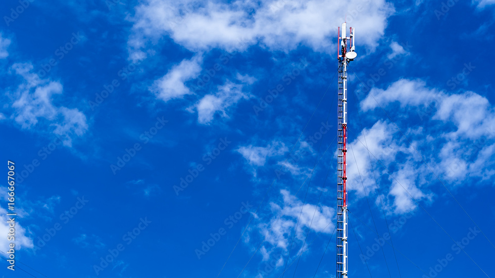 Television radio tower on blue sky background Television radio tower on blue sky background