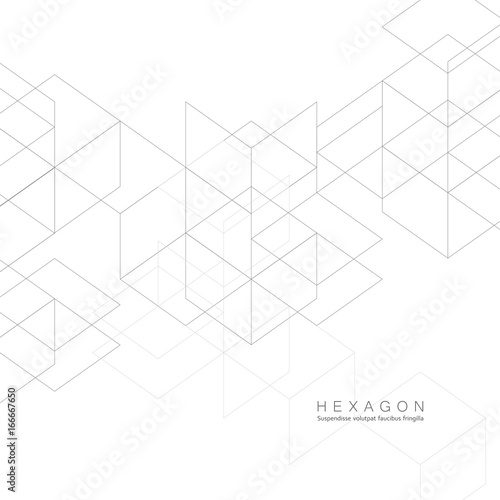 Abstract Black Line Pattern Hexagon. Creative Minimalistic Design