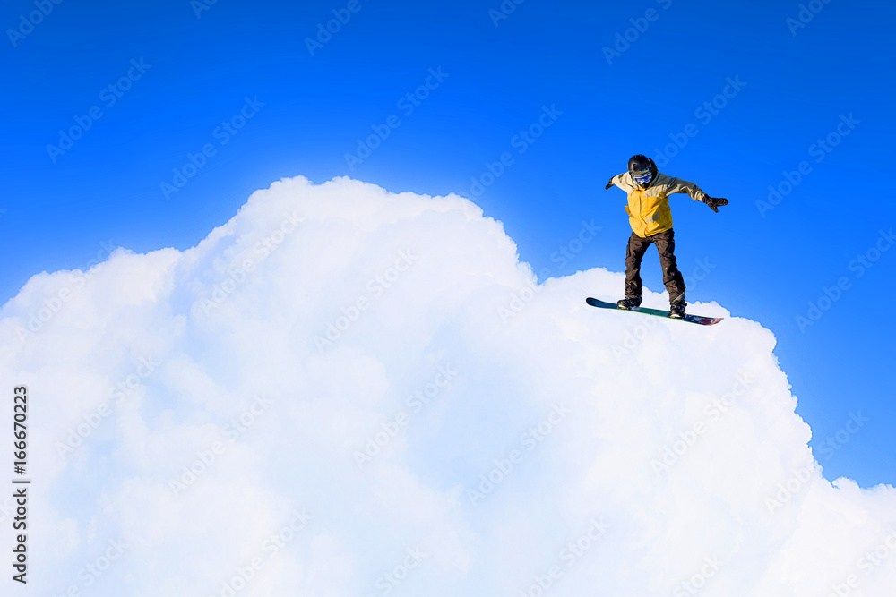 Snowboarder making jump