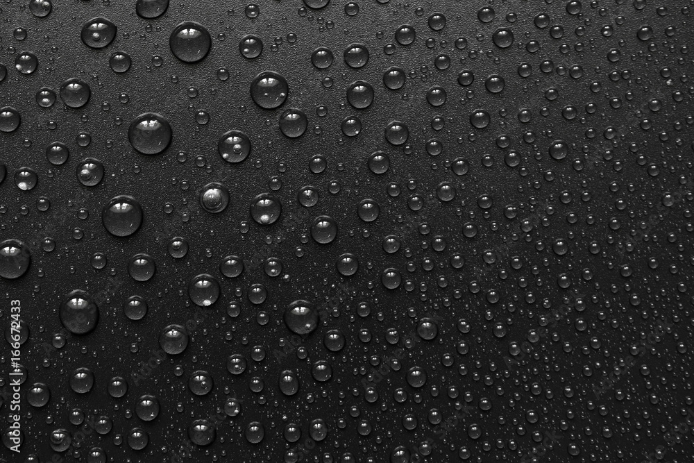 water drops on black background. Macro.