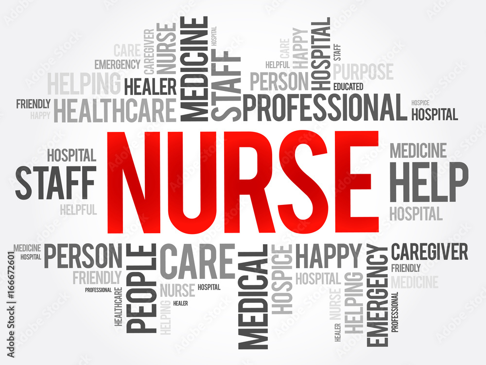 Nurse word cloud collage, health concept background Nurse word cloud collage, health concept background