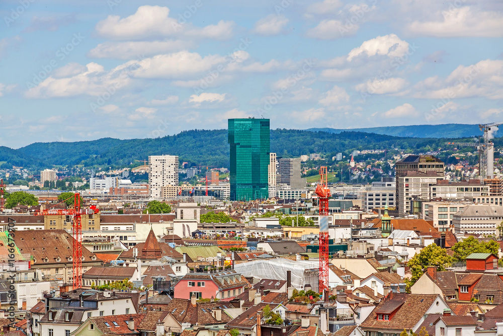 Naklejka premium Prime tower, Zurich and cityscape