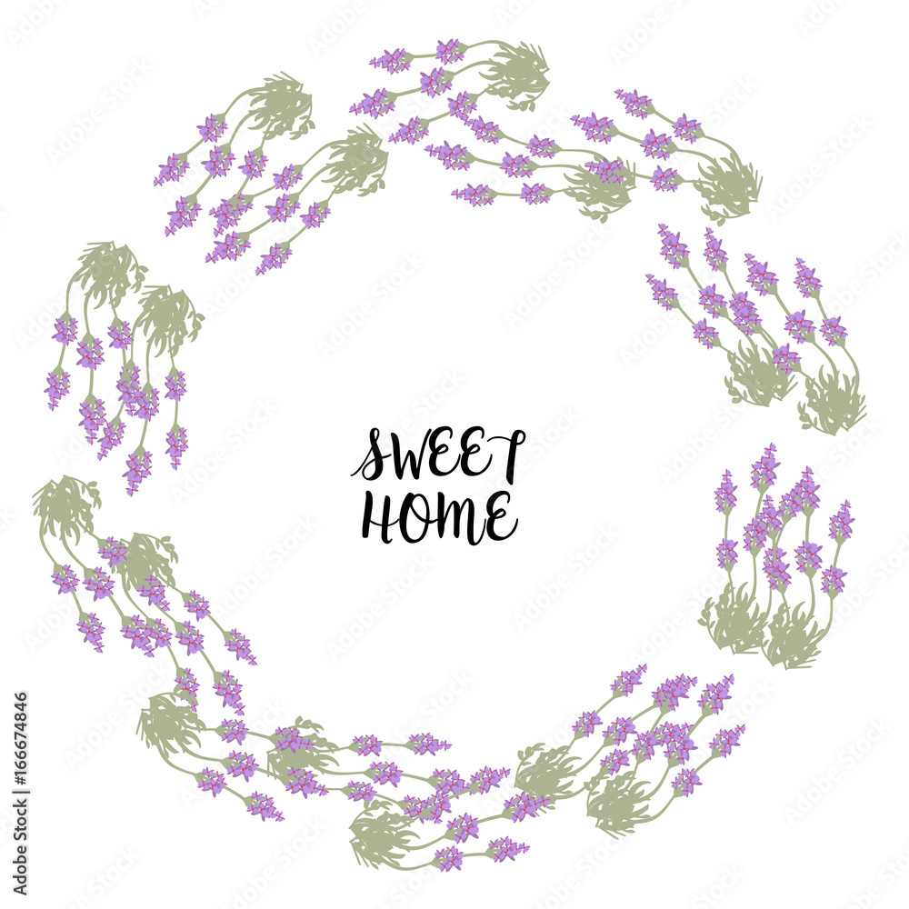 Bunch of lavender in circle frame for sweet home print, card