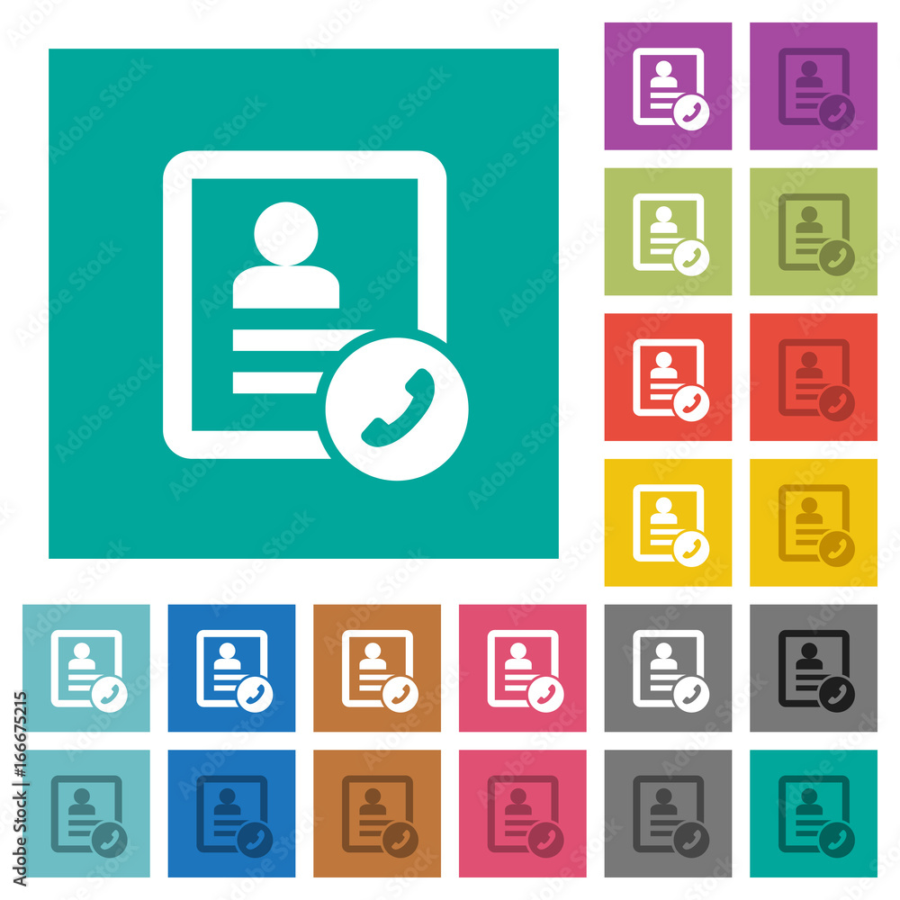 Call contact square flat multi colored icons Call contact square flat multi colored icons