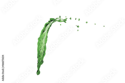 flying splash green color on white background