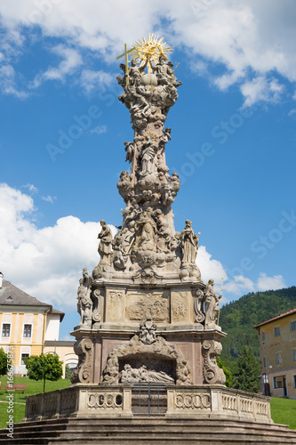 Kremnica  - The baroque Holy Trinity column on the Safarikovo square by Dionyz Ignac Staneti  1765 - 1772 .