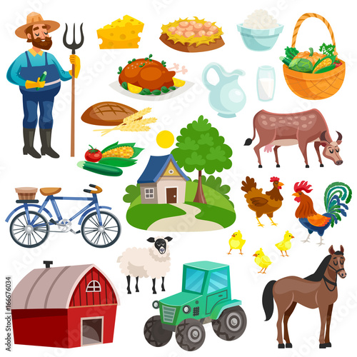 Collection Of Rural Decorative Cartoon Icons 