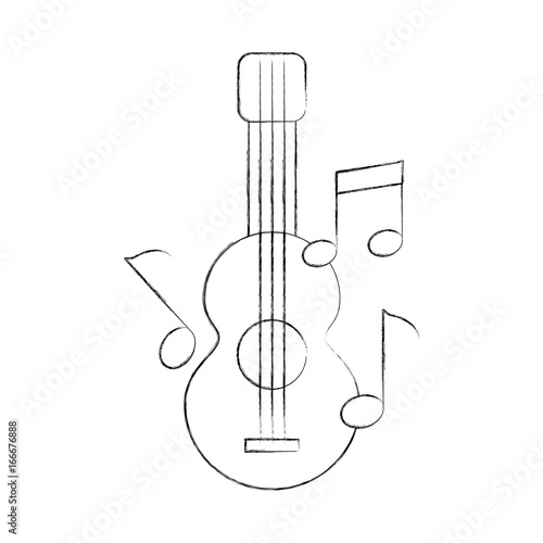 acoustic guitar with music notes vector illustration design