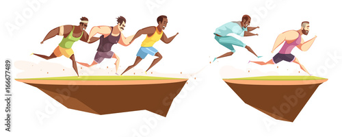Runners Jump A Ditch Composition