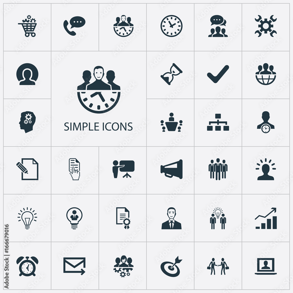 Vector Illustration Set Of Simple Business Icons Elements Letter 