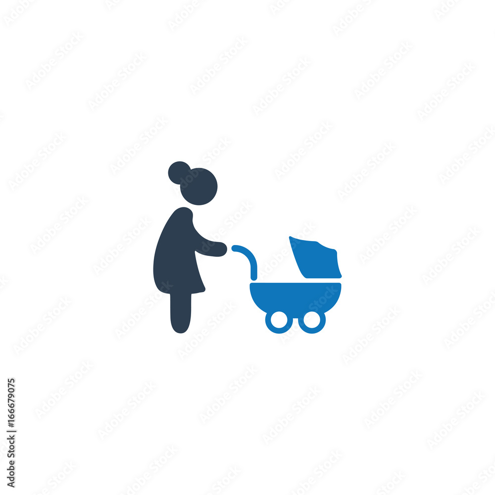 Mom with Stroller Icon Mom with Stroller Icon