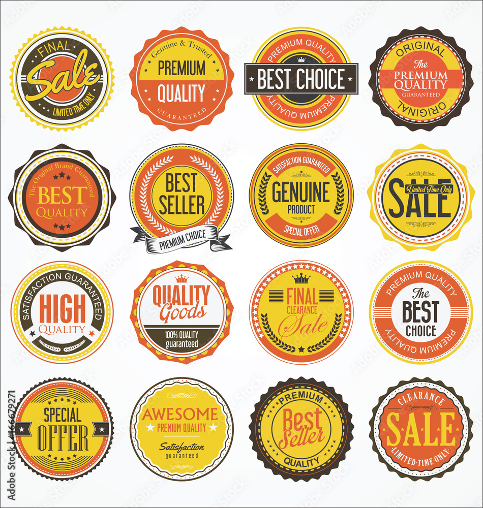 Retro vintage design quality badges collection