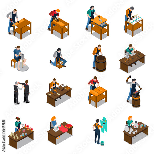 Craftsman Isometric Icons Set 