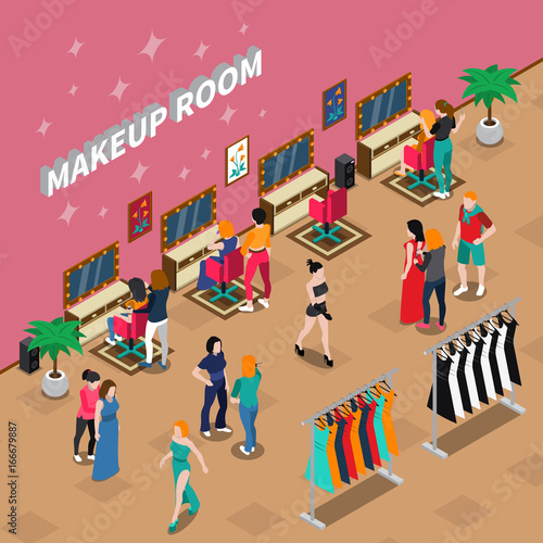 Makeup Room Fashion Industry Isometric Illustration