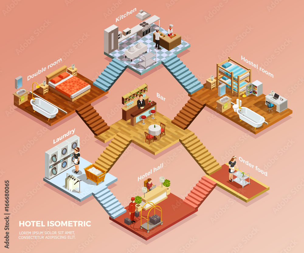 Hotel Isometric Composition
