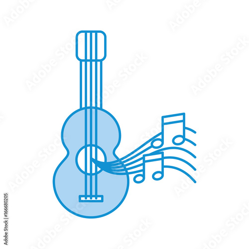 acoustic guitar with music notes vector illustration design