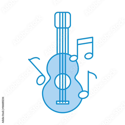 acoustic guitar with music notes vector illustration design