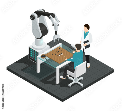 Artificial Intelligence Isometric Colored Composition