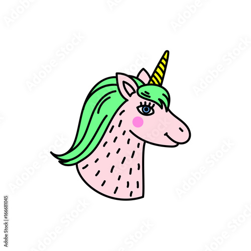 Cute handdrawn unicorn head.