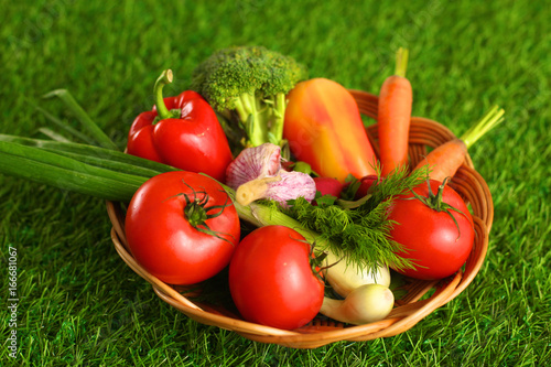 Fresh vegetables on a wooden table. Healthy food. Diet
