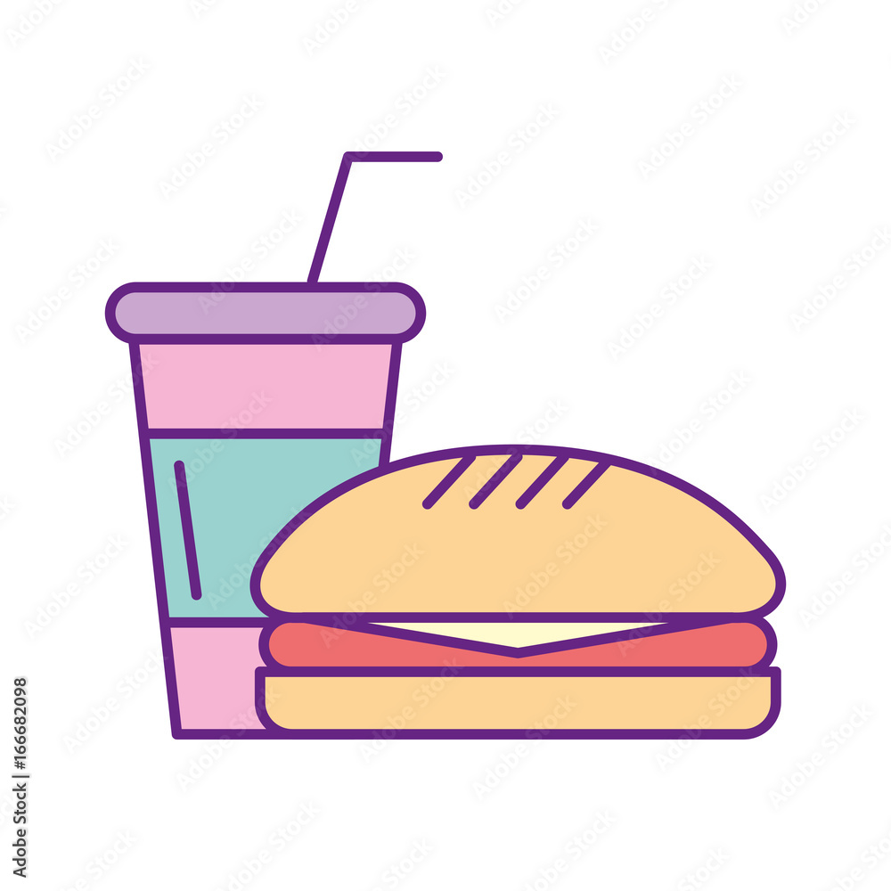 delicious burger with soda vector illustration design delicious burger with soda vector illustration design
