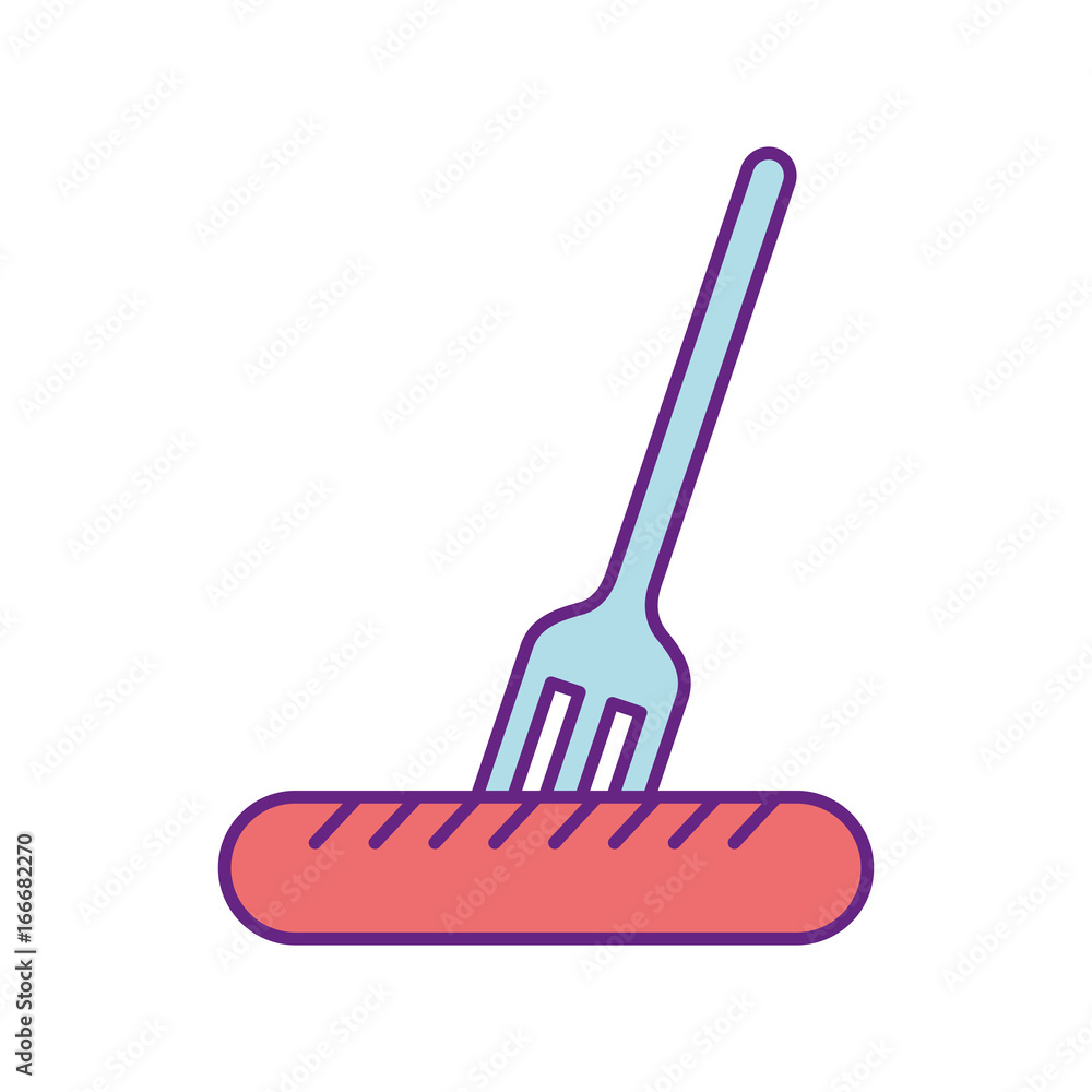 fork with sausage fast food vector illustration design fork with sausage fast food vector illustration design