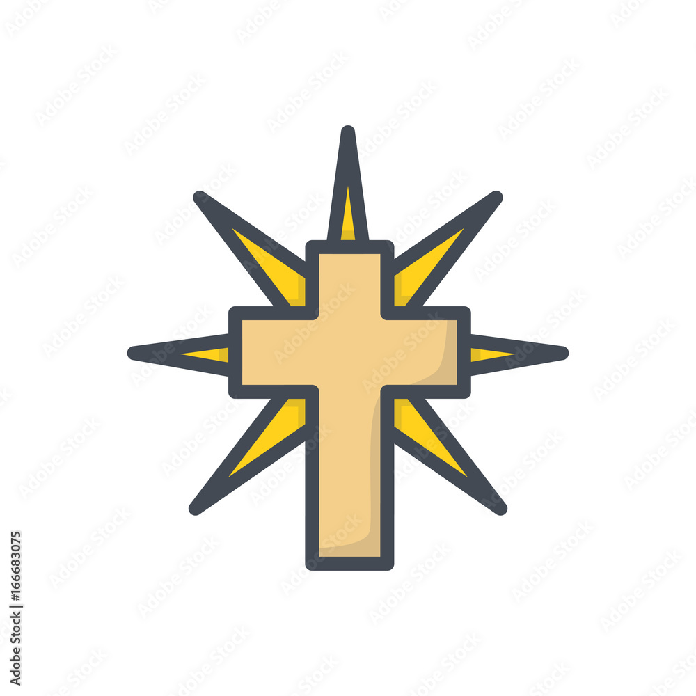 Fototapeta premium Easter holiday colored icon cross religion