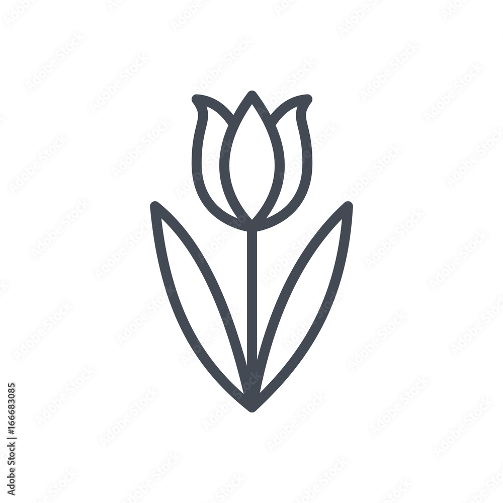 Fototapeta Wielkanocna wakacje linii ikona tulipanowy kwiat