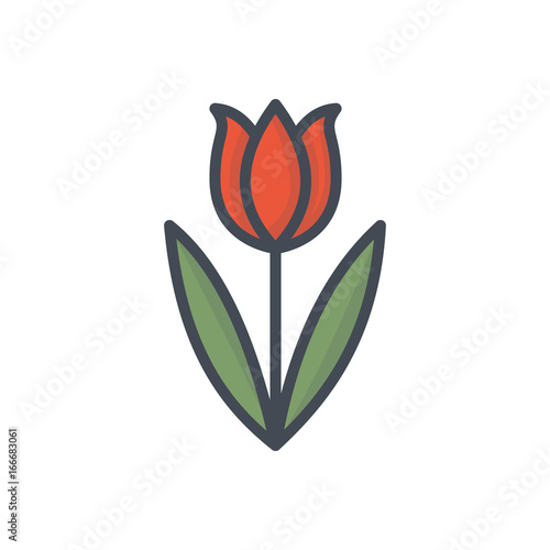 Easter holiday colored icon tulip flower
