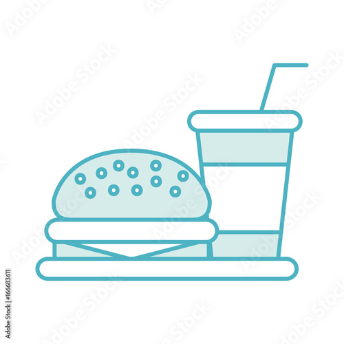 delicious burger with soda vector illustration design