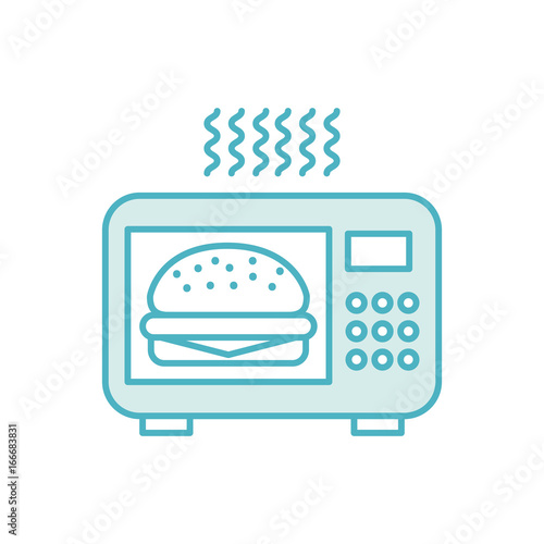 microwave oven with delicious burger vector illustration design