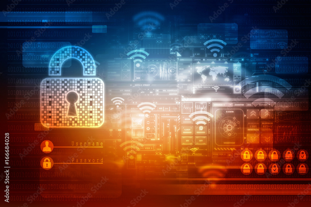 2d illustration Digital security concept 2d illustration Digital security concept