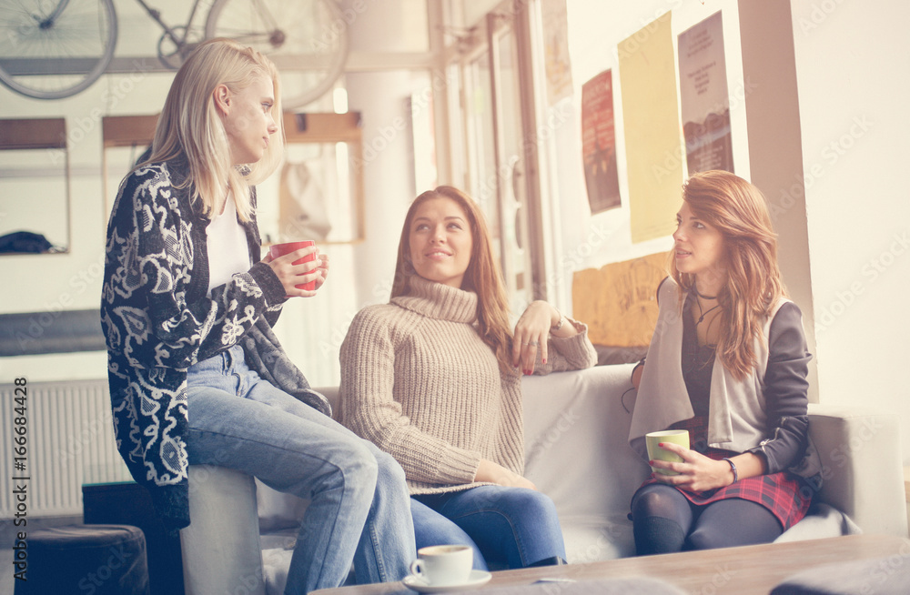 Three best friends. Young women having conversation. Three best friends. Young women having conversation.