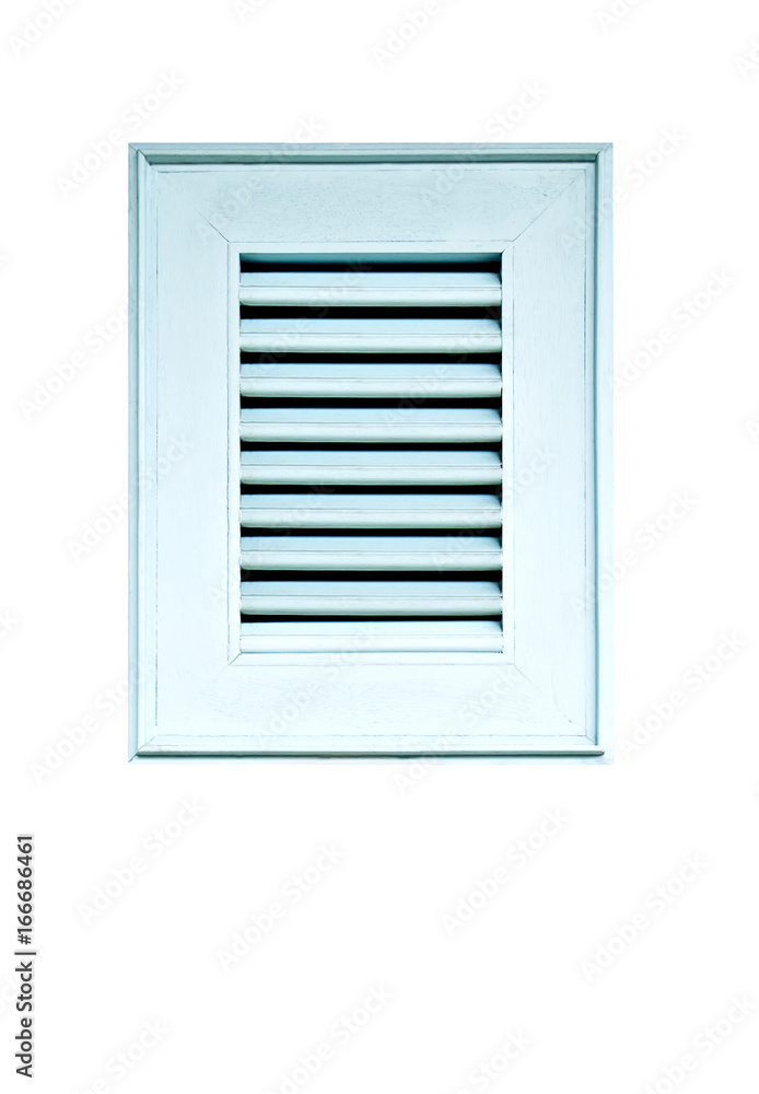 Wood window shutter cyan isolated on white background. Wood window shutter cyan isolated on white background.