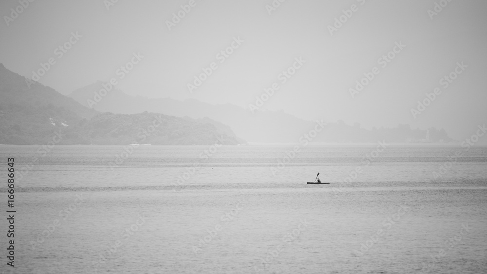 Silent Sea and paddleboard: Monochrome