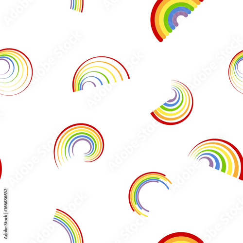 Seamless pattern with different rainbows for your design