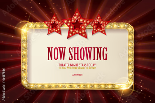 Bright red marquee with light bulbs