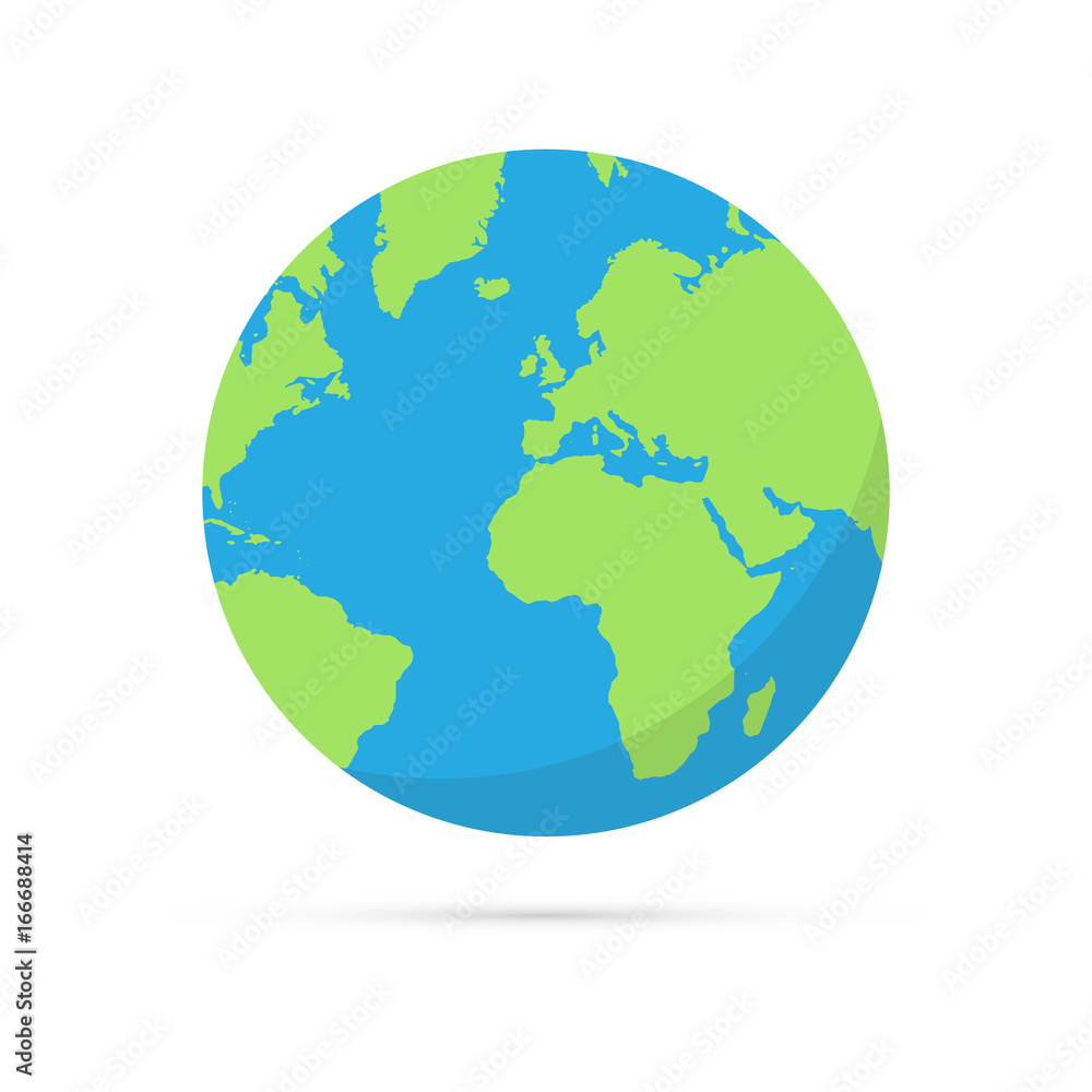 Globe world map with shadow on white background Globe world map with shadow on white background