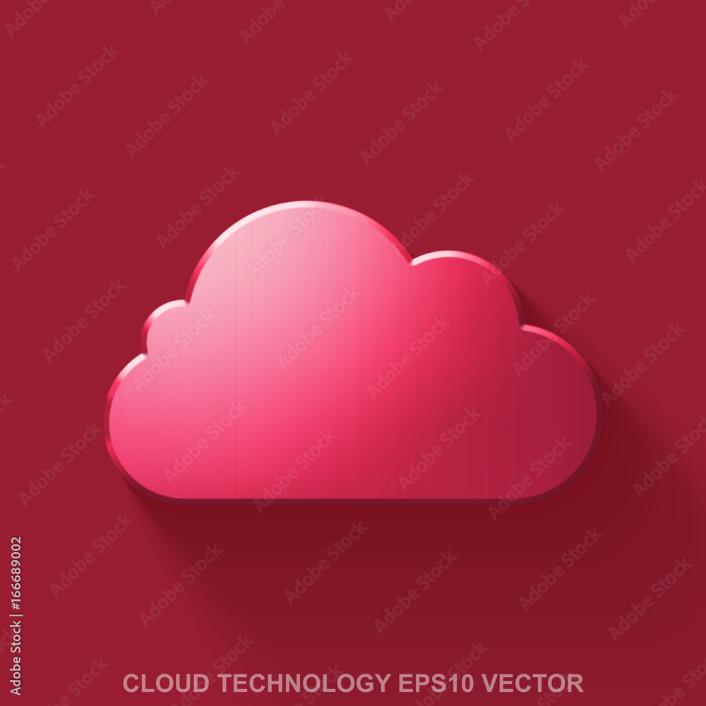 Flat metallic cloud technology 3D icon. Red Glossy Metal Cloud on Red background. EPS 10, vector. Flat metallic cloud technology 3D icon. Red Glossy Metal Cloud on Red background. EPS 10, vector.