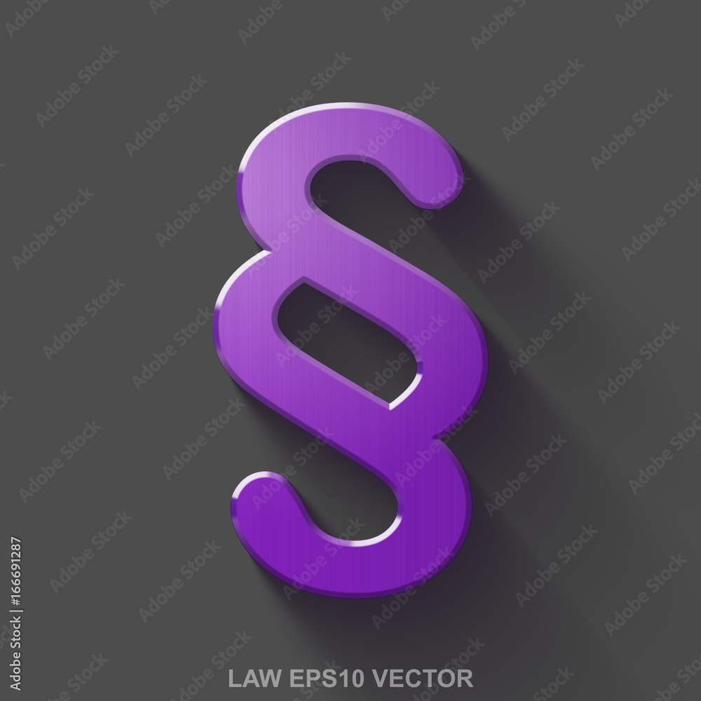 Flat metallic law 3D icon. Purple Glossy Metal Paragraph on Gray background. EPS 10, vector. Flat metallic law 3D icon. Purple Glossy Metal Paragraph on Gray background. EPS 10, vector.