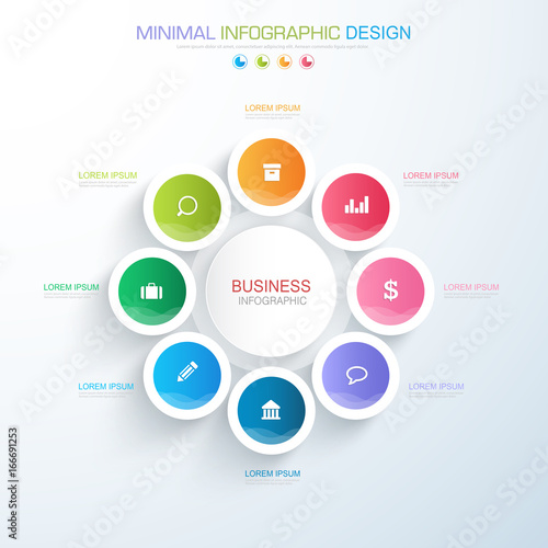 Infographic Elements with business icon on full color background  process or steps and options workflow diagrams,vector design element eps10 illustration