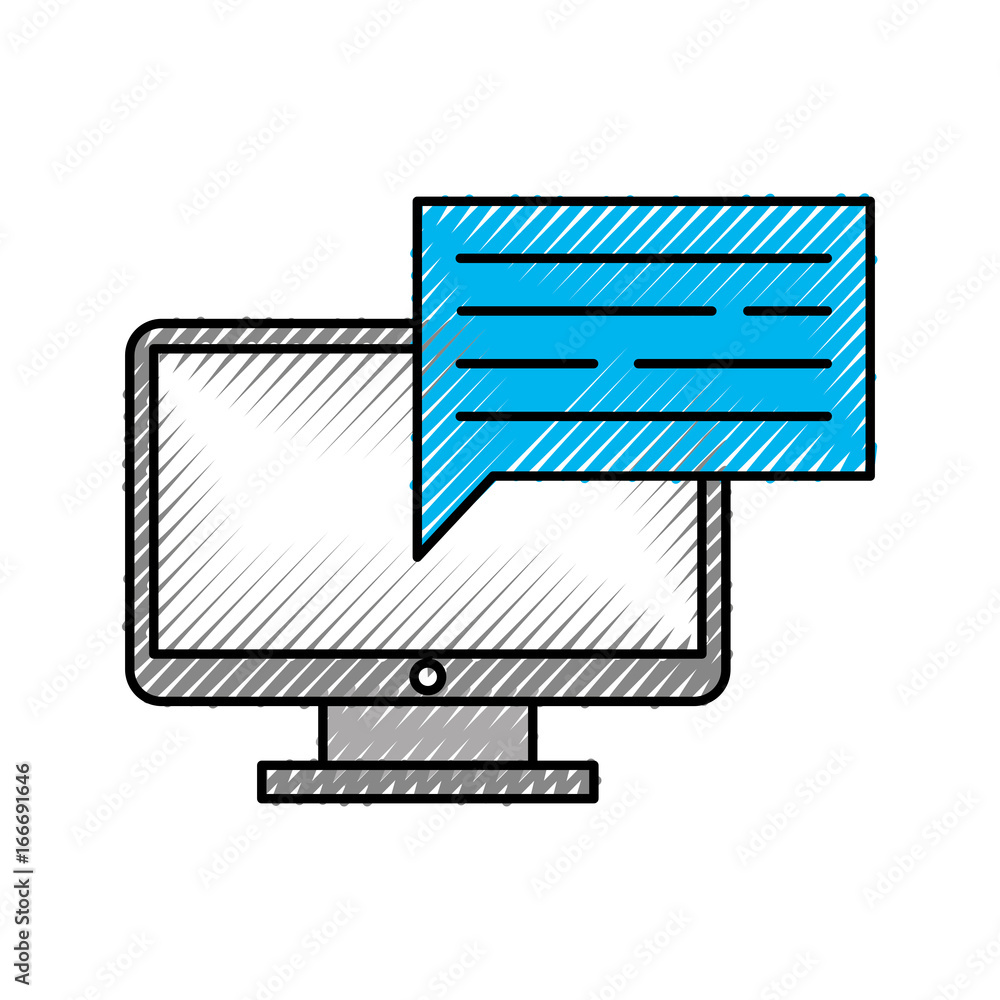 Fototapeta premium computer desktop with speech bubble vector illustration design
